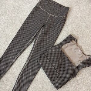 Women's Black and Tan Houndstooth Pants & Top Set